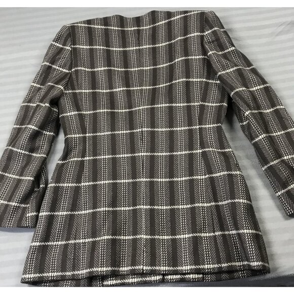 Harry Rosen Skirt Suit Womens 10 Brown Plaid Wool Cashmere Blazer Jacket Set - Picture 6 of 16